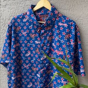 Snap-On DIXXON 199 Pastrana Men's Blue and Red Star Pattern button down shirt